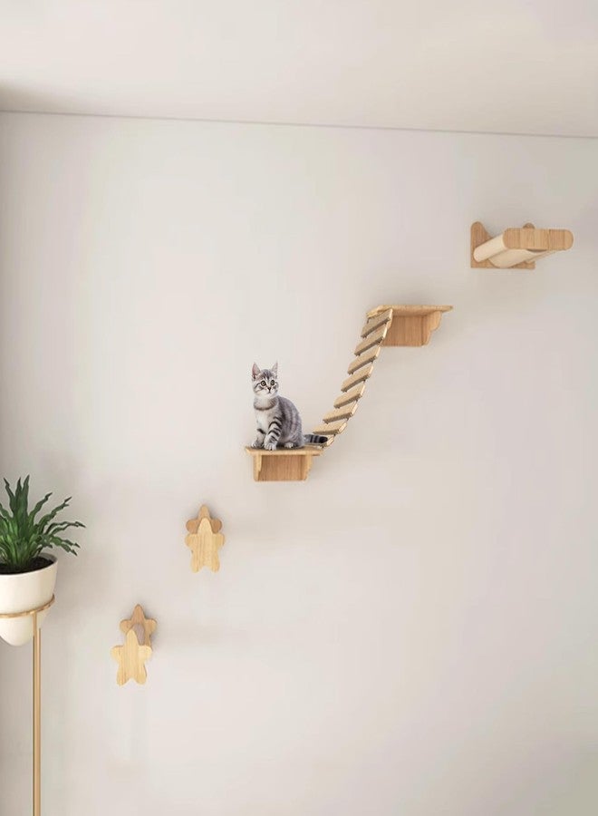 AGRICUE Cat Climbing Frame Bridge Cat Ladder Sisal Rope Cat Tree Tower Use for Cage Pet Furniture Toys ﻿ (Wood, 20in, 1) - Image 4
