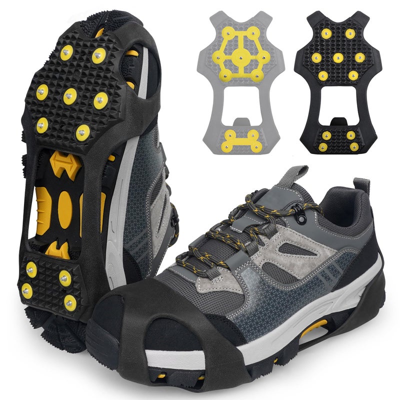 VATEICO Crampons Ice Cleats for Boots Men and Women Anti Slip Grips Snow Ice Shoes Rubber Snow Traction Cleats Slip-on Stretch Footwear Walking Crampon Medium - Image 1