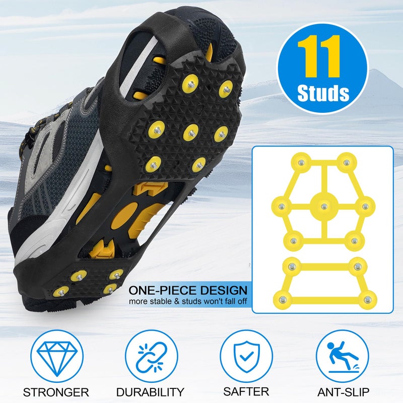 VATEICO Crampons Ice Cleats for Boots Men and Women Anti Slip Grips Snow Ice Shoes Rubber Snow Traction Cleats Slip-on Stretch Footwear Walking Crampon Medium - Image 3