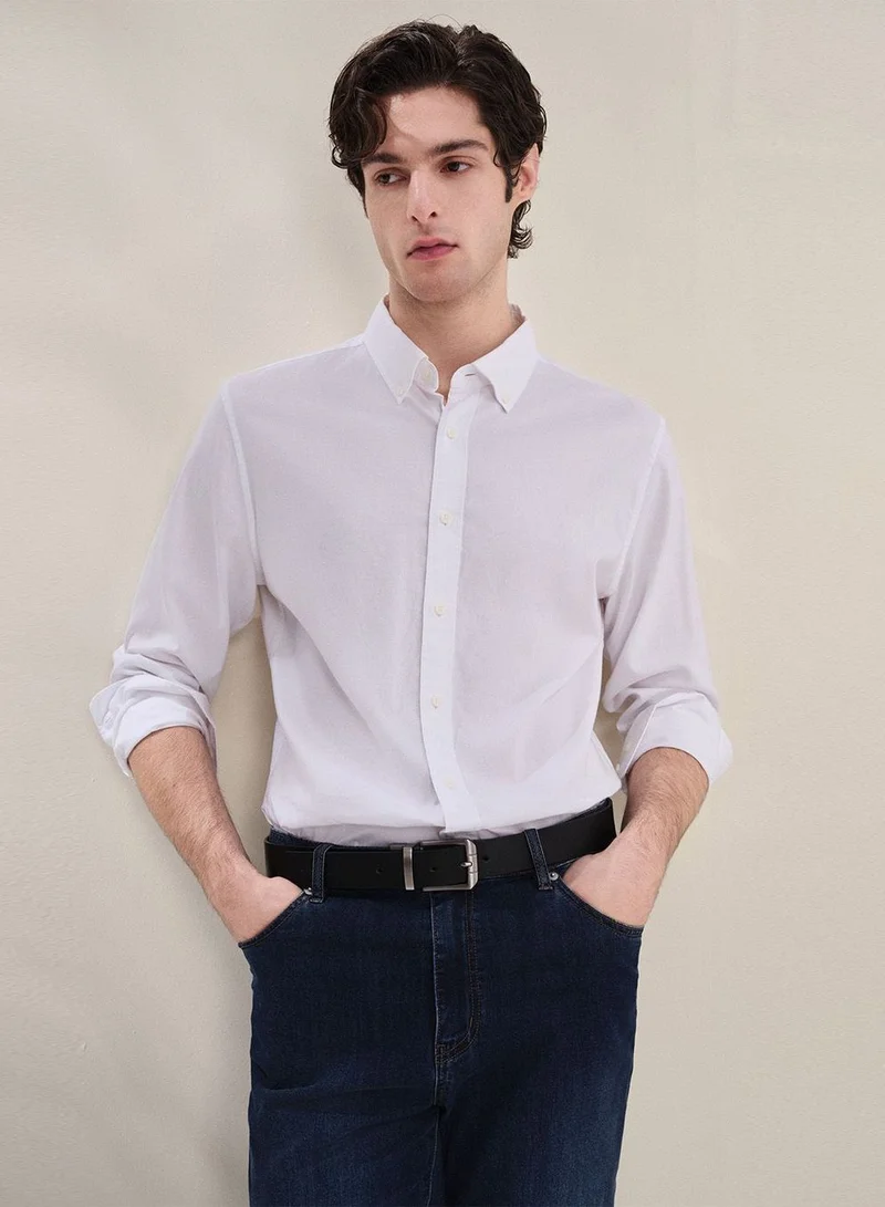 Men Slim Cotton Lyocell Shirt