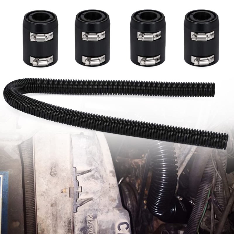 BAGARAATAN Universal 48 Flexible Radiator Hose Stainless Steel Universal Water Hoses Adapter Coolant Radiator Hose Kit Could be Used with 114 112 134 or 158 Radiator Necks