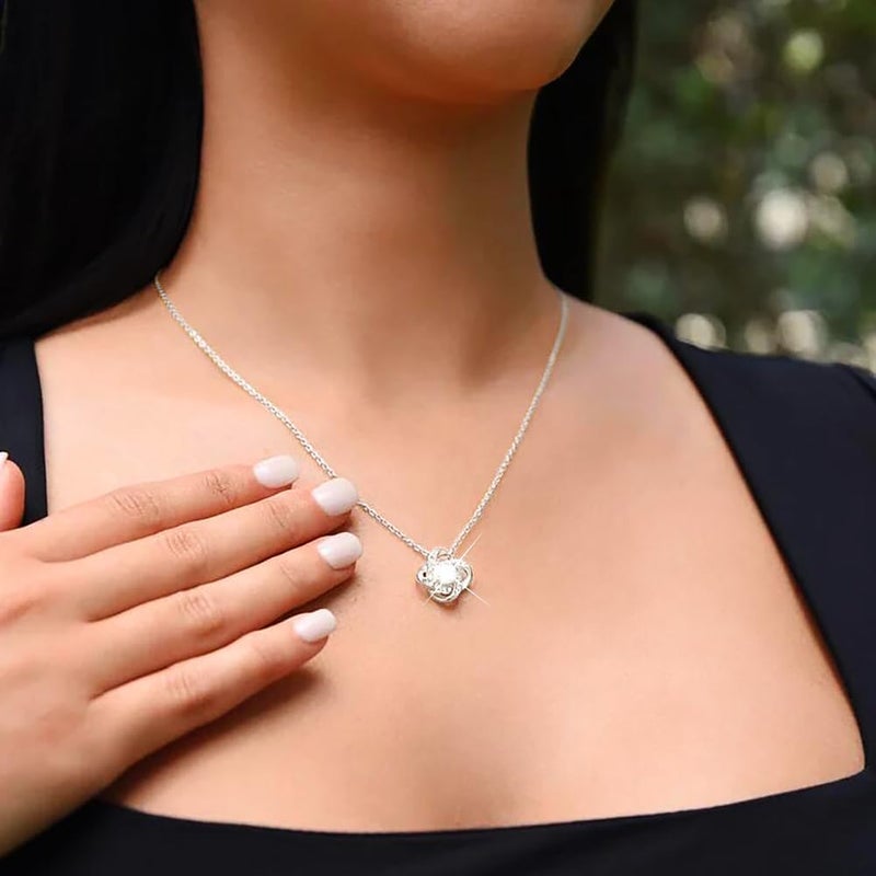 Excefore Jewelry Set for Women, Necklace Bracelet Earrings Set, Italian Four Leaf Clover Design Pendant with Cubic Zirconia, Allergy-Free Wedding Party Jewelry for Girl Mom Wife Friend - Image 2