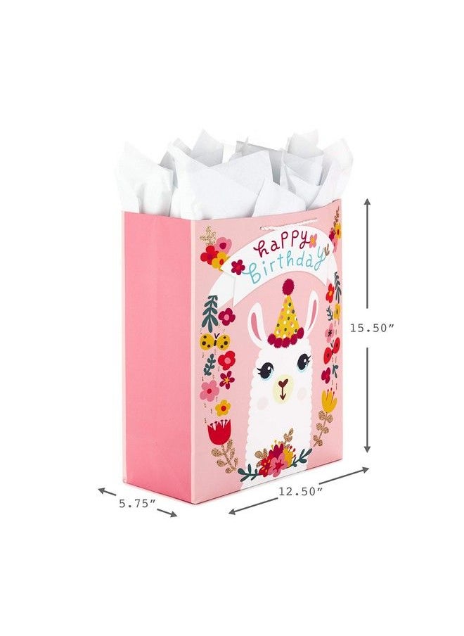 Hallmark 15" Extra Large Gift Bag With Tissue Paper For Birthdays (Llama And Flowers)  - Image 4