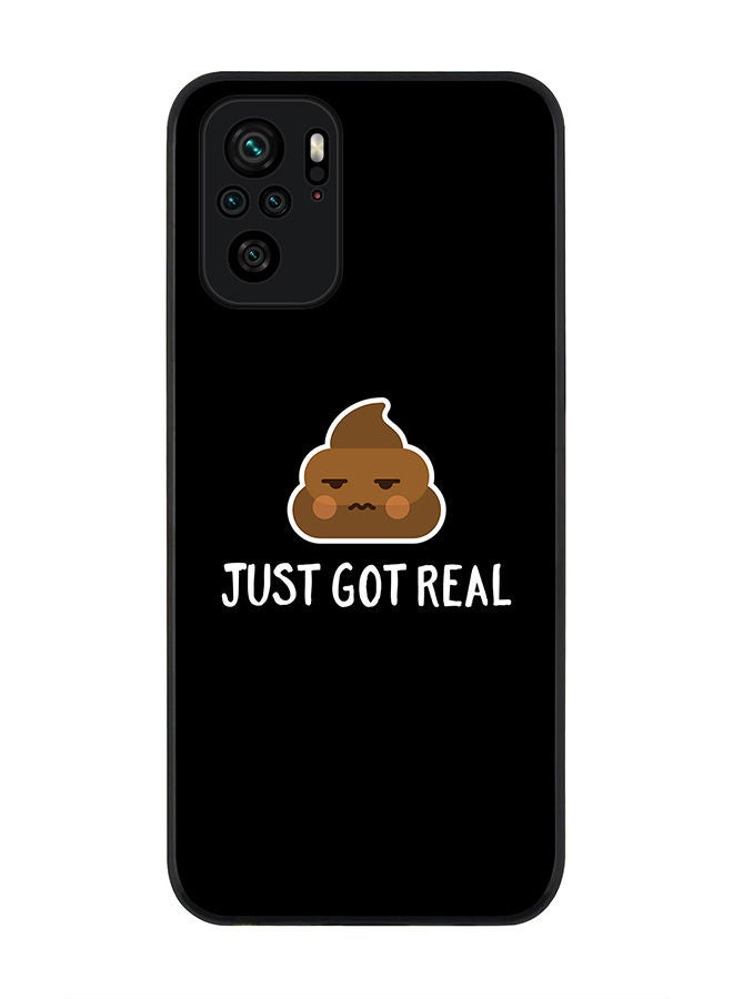 Stylizedd Rugged Black edge case for Redmi Note 10S/Redmi Note 10 4G Slim fit Soft Case Flexible Rubber Edges Anti Drop TPU Gel Thin Cover - Shit just got real - Image 1