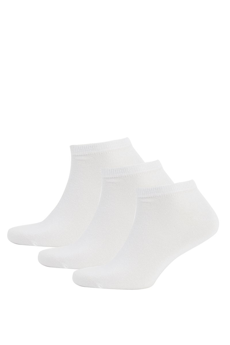 DeFacto White Man Men's Seamless 3 Pack Short Socks Casual - Image 1