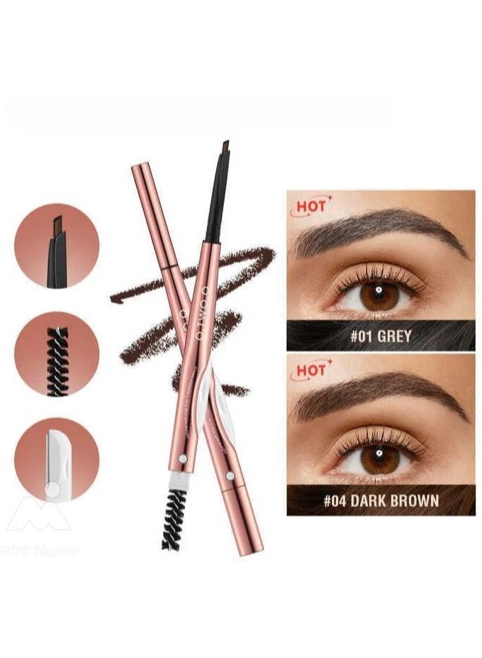 OTWOO O.TWO.O 3-in-1 Eyebrow Pen – Pencil, Brush & Scraper for Perfect Brows (#2, BROWN) - Image 3