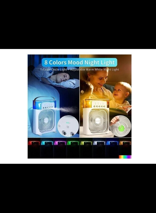 Denx Water Mist Spray Fan, 600ML Water Capacity Misting Fan USB Desktop Humidification Cooling Fan Desk Fan with Mist Spray Portable Misting Fan Water Cooled Fan for Home Office Camping - Image 2