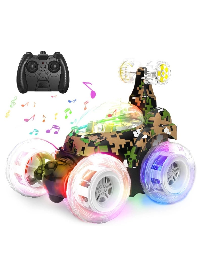 سيارة تعمل بجهاز تحكم عن بعد للأولاد والبنات ، بهلوانية دوارة 360 درجة بمفتاح أضواء ملونة وموسيقى، قابلة لإعادة الشحن - Image 1
