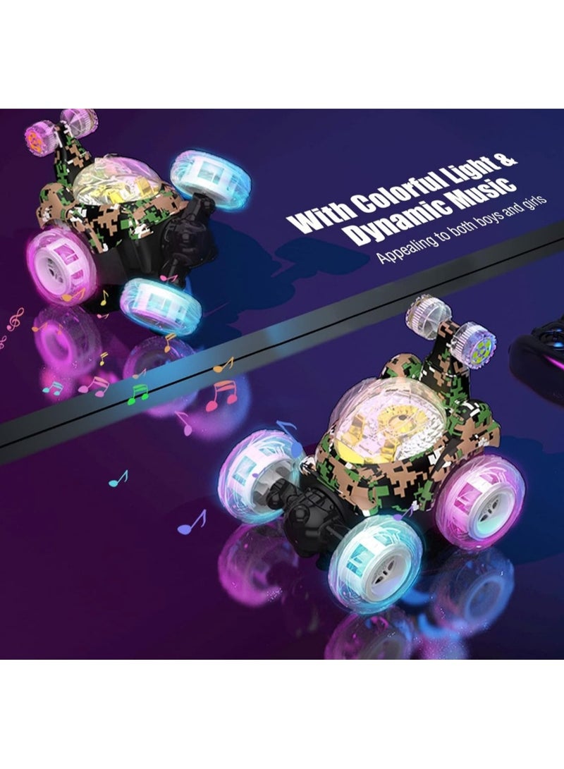 سيارة تعمل بجهاز تحكم عن بعد للأولاد والبنات ، بهلوانية دوارة 360 درجة بمفتاح أضواء ملونة وموسيقى، قابلة لإعادة الشحن - Image 2
