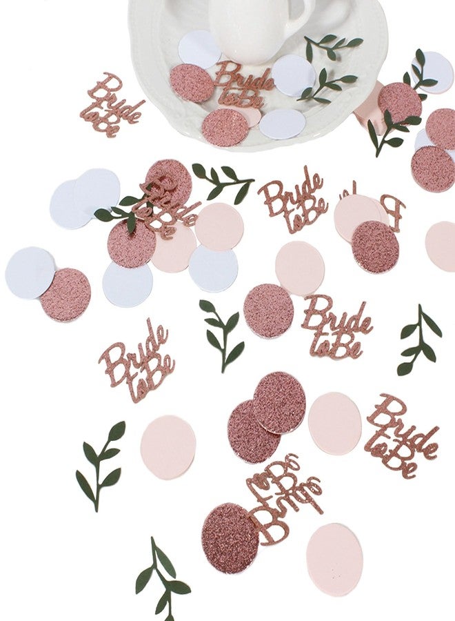 WEIKA Rose Gold Glitter Wedding Table Confetti, Greenery Eucalyptus Confetti, Bridal Shower Decorations, Bride to Be Wedding Confetti, Wedding Decorations, Engagement Party Table Scatter 200Pcs, 2.1 - Image 1