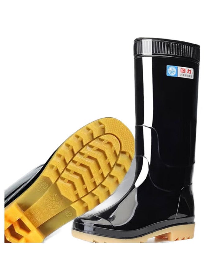 Pull Back Warrior Rain Boots, Outdoor Water Shoes, Fishing Shoes, Car Washing, Waterproof, Non-Slip, Rain Boots, Wear-Resistant Rubber Shoes, Hl886, High-Top, Black, Size 40 - Image 2