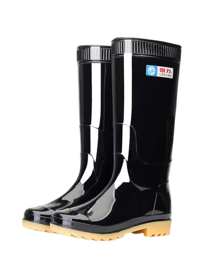 Pull Back Warrior Rain Boots, Outdoor Water Shoes, Fishing Shoes, Car Washing, Waterproof, Non-Slip, Rain Boots, Wear-Resistant Rubber Shoes, Hl886, High-Top, Black, Size 40 - Image 1