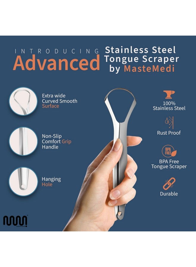 MasterMedi Tongue Scraper for Adults, 100% Stainless Steel Tongue Scrubber for Bad Breath, Easy to Use, Tongue Cleaner for Oral Care & Hygiene (SPTC-1|with Case) - Image 4