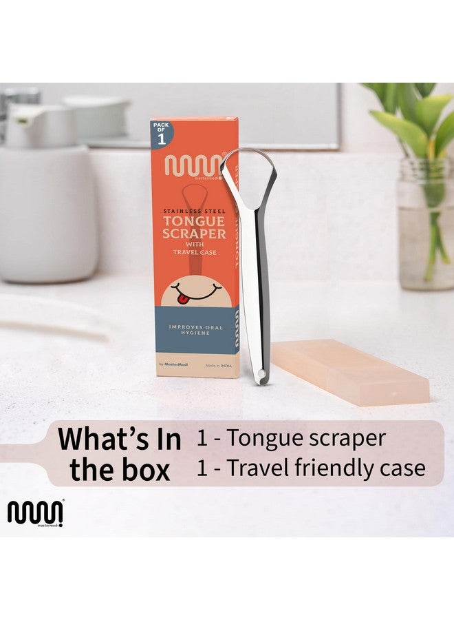 MasterMedi Tongue Scraper for Adults, 100% Stainless Steel Tongue Scrubber for Bad Breath, Easy to Use, Tongue Cleaner for Oral Care & Hygiene (SPTC-1|with Case) - Image 5