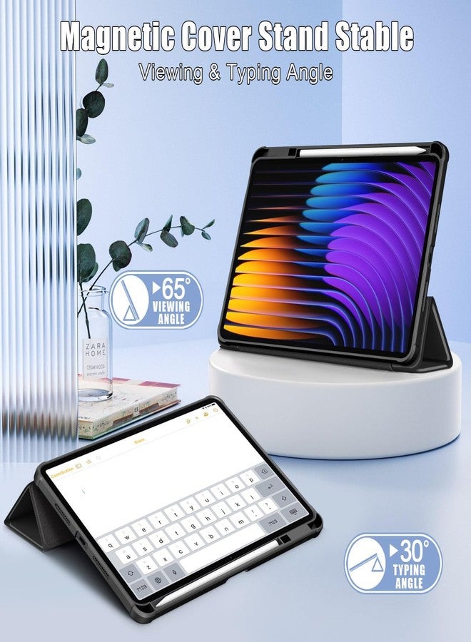 Gylint Case for Xiaomi Pad 7 Pro/Pad 7 11.2 inch 2024, Hybrid Slim Case Cover [Built-in Pencil Holder] Shockproof Cover with Clear Transparent Back Shell for Xiaomi Pad 7 Pro/Pad 7 11.2'' Black - Image 2