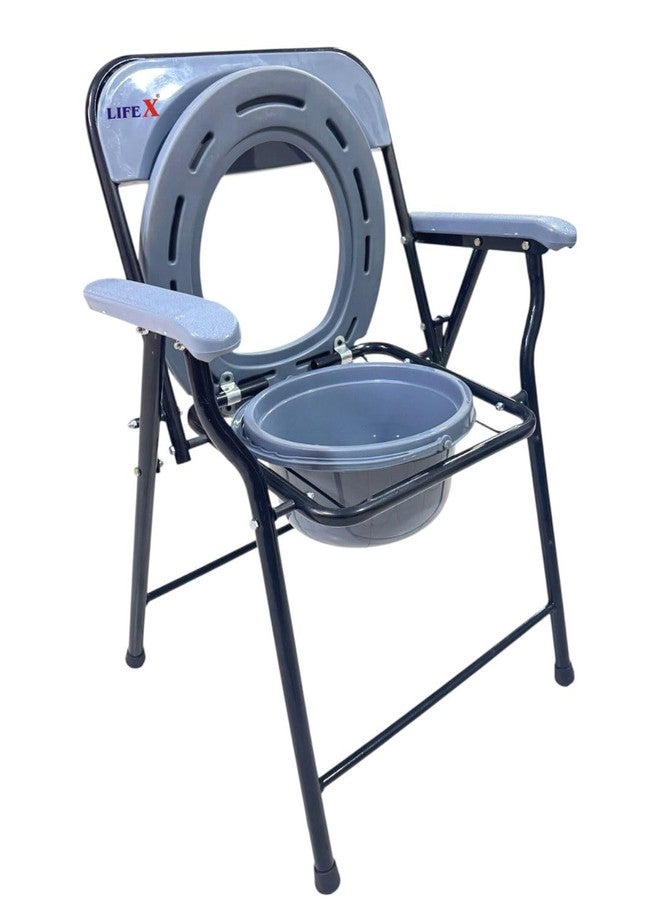 L I F E X LIFEX Foldable commode chair, Potty Chair with Armrests, Bedside Commode - Ideal for Adult, Pregnant Women, Elderly - Weight Capacity 110 Kg - Image 4