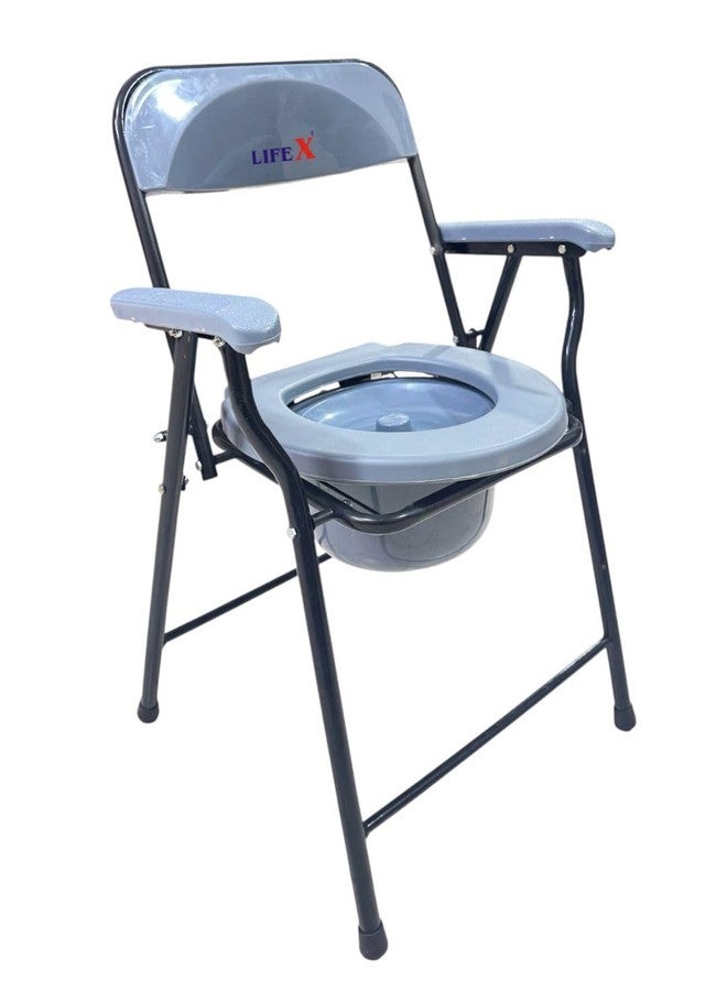 L I F E X LIFEX Foldable commode chair, Potty Chair with Armrests, Bedside Commode - Ideal for Adult, Pregnant Women, Elderly - Weight Capacity 110 Kg - Image 2