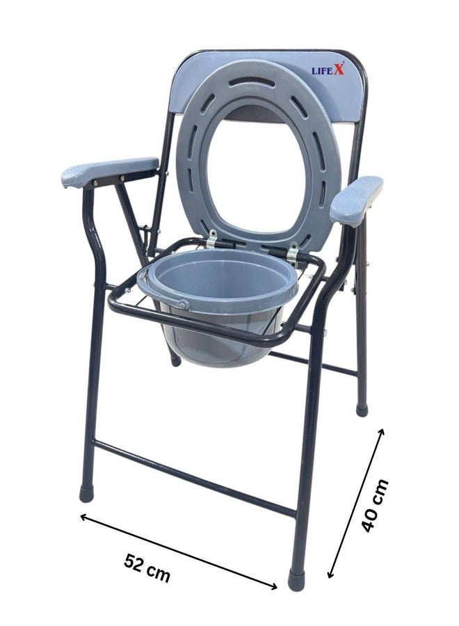 L I F E X LIFEX Foldable commode chair, Potty Chair with Armrests, Bedside Commode - Ideal for Adult, Pregnant Women, Elderly - Weight Capacity 110 Kg - Image 1