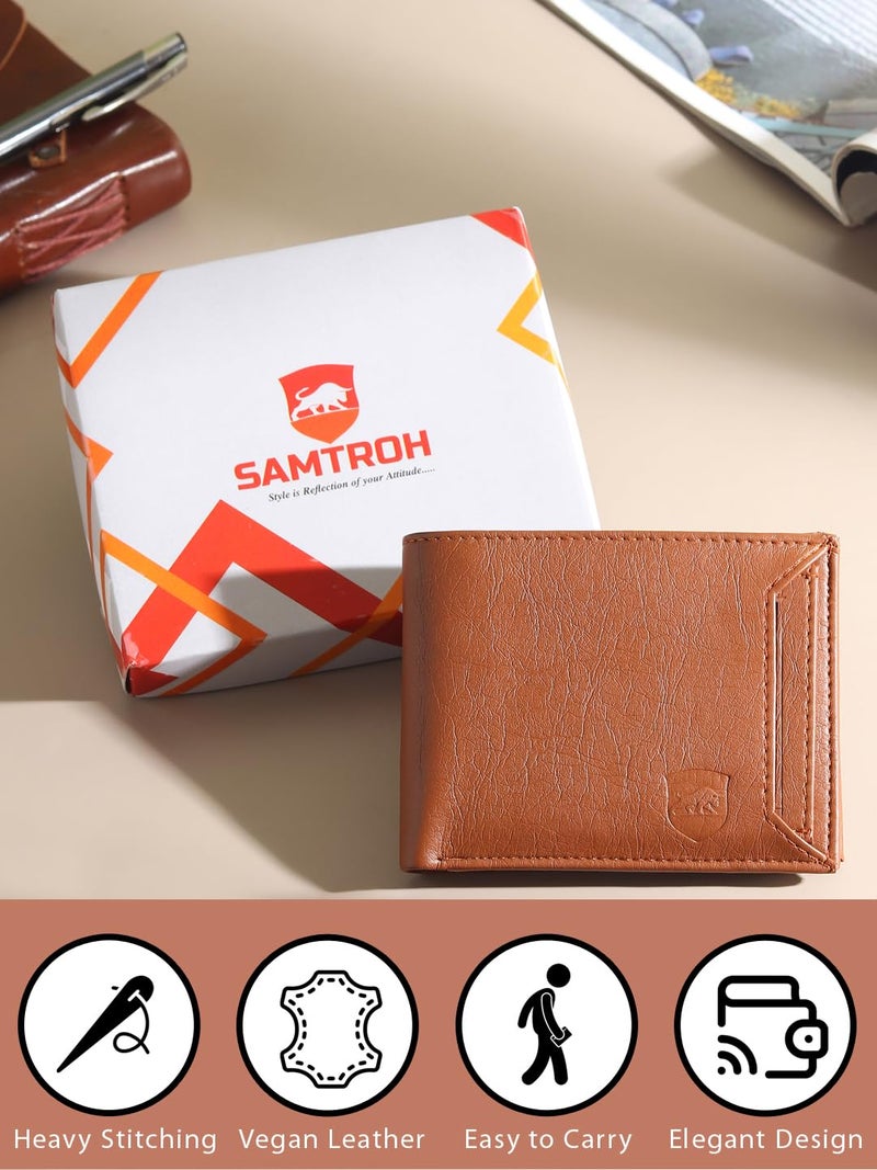 SAMTROH Men's Faux Leather Wallet , Tan - Image 2