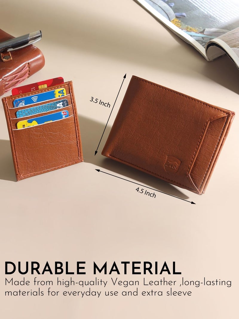 SAMTROH Men's Faux Leather Wallet , Tan - Image 5