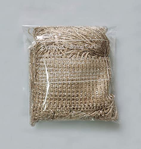 Eyotool 1x2 M Door String Curtain Rare Flat Silver Ribbon Thread Fringe Window Panel Room Divider Cute Strip Tassel for Wedding Coffee House Restaurant Parts, Gold - Image 4