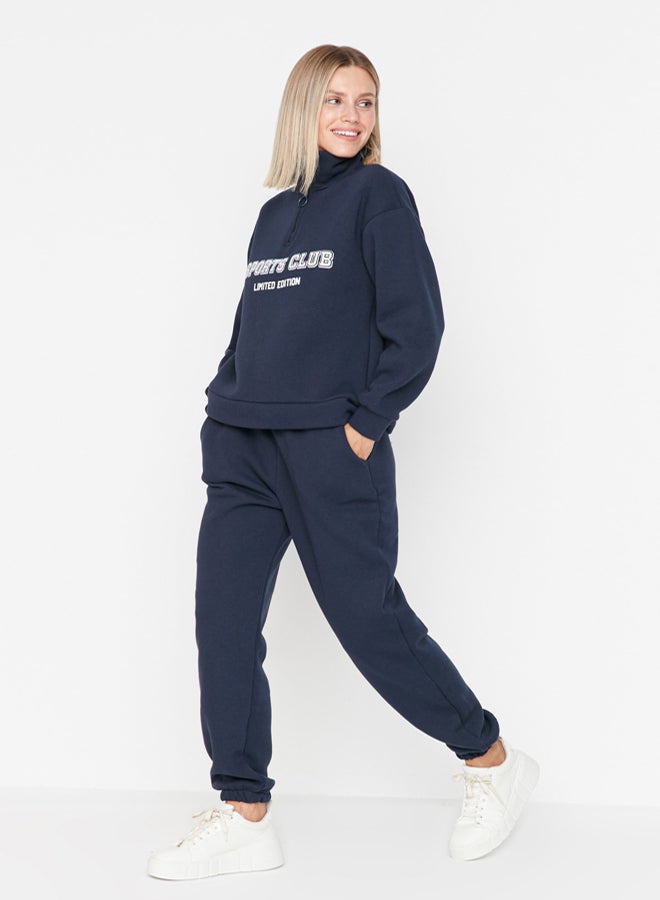 trendyol Navy Blue Loose Jogger Fleece Inside Knitted Sweatpants TWOAW23EA00151 - Image 5