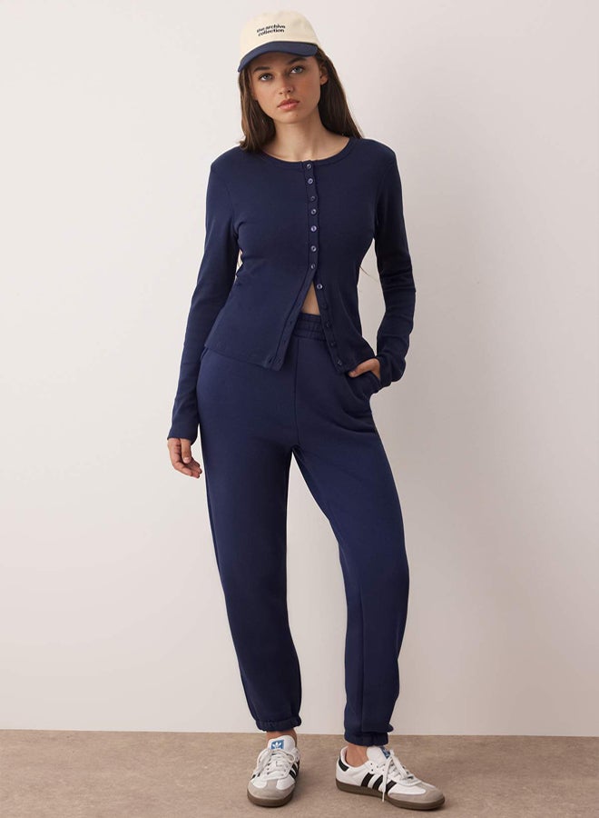trendyol Navy Blue Loose Jogger Fleece Inside Knitted Sweatpants TWOAW23EA00151 - Image 1