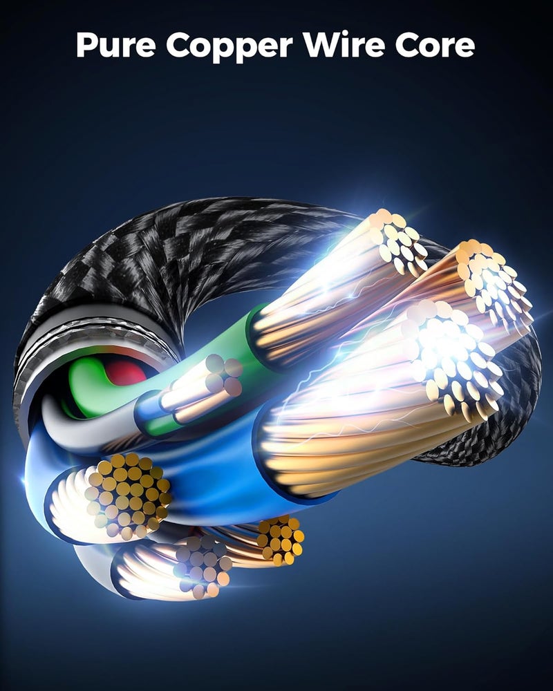 Cratree كابلات HDMI بدقة 8K وطول 20 قدمًا، كابل HDMI من نوع 2.1 بسرعة فائقة تصل إلى 48 جيجابت في الثانية، متوافقة مع أجهزة Fire Roku وApple TV 4K وPS4 وPS5 وXbox Series X وSamsung RTX 3080 و3090، وتدعم تقنيات 8K60Hz و4K120Hz وHDCP 2.2 و2.3 وHDR10. - Image 2
