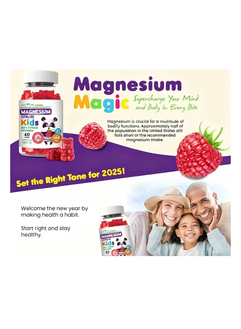 LINE ONE Kids Magnesium Gummies Sugar-Free - Calm Magnesium Citrate Anit-Stress Gummies Supplement for Children, Sugar-Free Magnesium Calm Chews for Kids 60 Count - Image 5