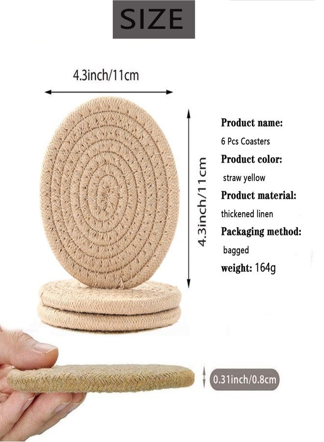 ACGarden 6 Pcs Coasters for Drinks,Super Absorbent Drink Coasters, Stylish Handmade Round Woven Coaster for Coffee Table Tabletop Protection Housewarming Gift for Home Decor - 4.3 Inches, Brown - Image 5