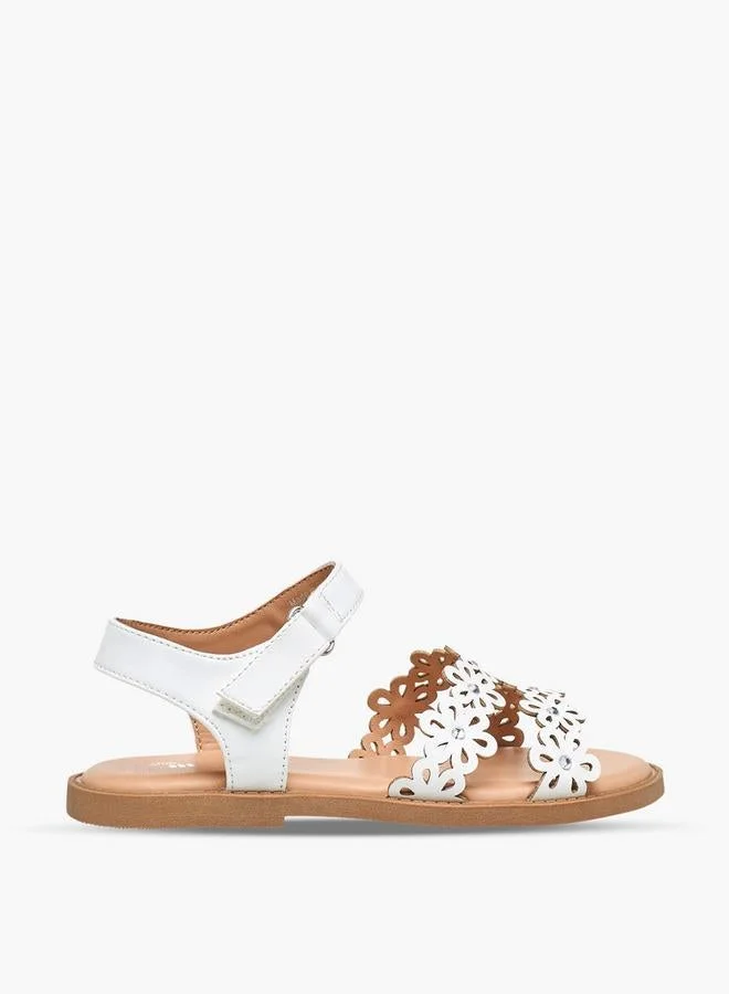 ليتل ميسي Girls Floral Cutout Detail Hook & Loop Sandals