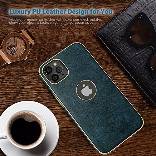 LOHASIC Leather Case for iPhone 13 Pro Max, Men Women Elegant Luxury Slim PU Cover Soft Non-Slip Grip Shockproof Anti-Scratch Protective Phone Cases for iPhone 13 Pro Max 6.7 inch - Blue - Image 3