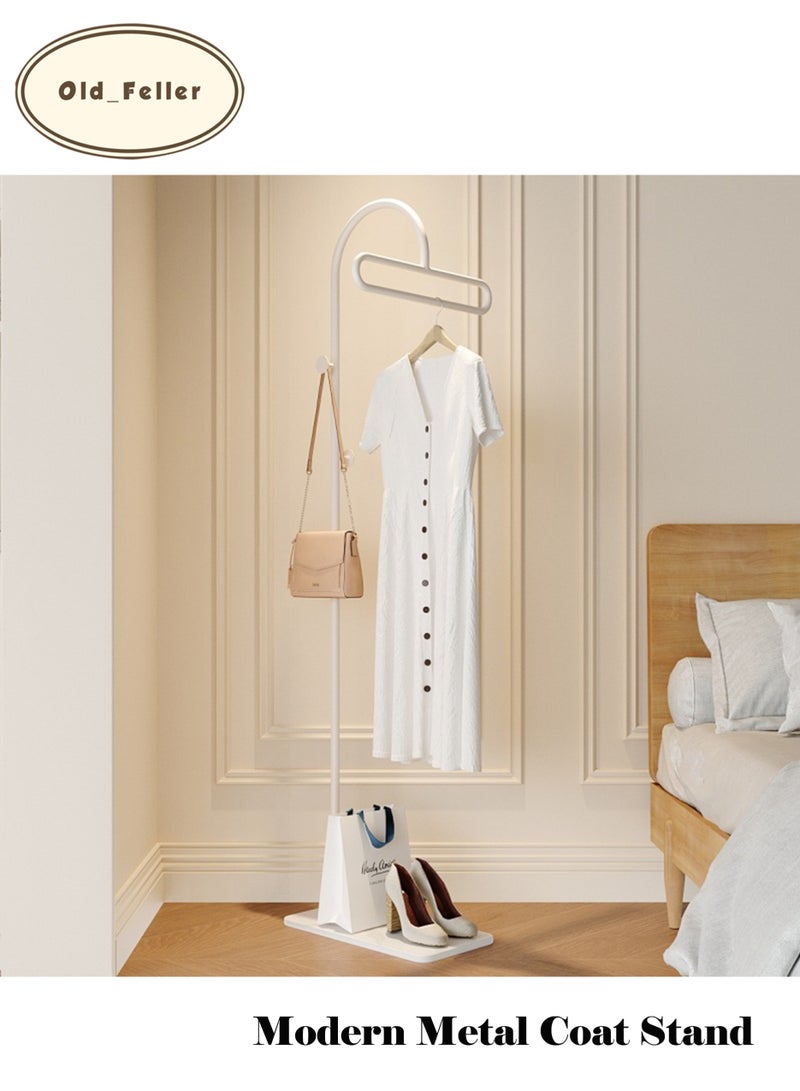 Old_Feller Freestanding Metal Coat Rack with Natural Marble Base - Standing Coat Hanger with 3 Hooks for Entryway, Bedroom, Hallway White - Image 4