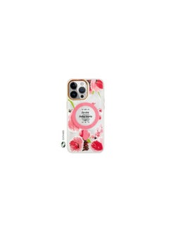Case for Apple iPhone 14 PRO Romantique Floral Design Fashion Flower Compatible with MagSafe & Wireless Charging Cover PINK