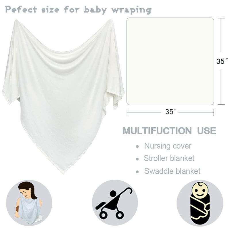 OWLOWLA Newborn Swaddle Set Stretch Wrap Swaddle Receiving Blanket for Baby Boy Girl(Ivory-rm) - Image 4