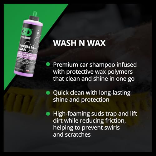 3D صابون غسيل السيارات 3D Wash N Wax - متوازن الحموضة، سهل الشطف، صابون خالي من الخدوش مع حماية من الشمع - 16 أونصة. - Image 4