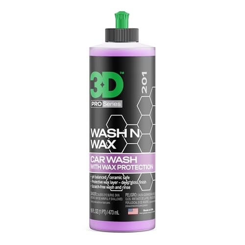 3D صابون غسيل السيارات 3D Wash N Wax - متوازن الحموضة، سهل الشطف، صابون خالي من الخدوش مع حماية من الشمع - 16 أونصة. - Image 1