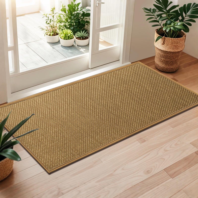 LEKEEPGO Door Mat 24"x47", Non Slip Door Mat Indoor Entrance, Rubber Backing Front Indoor Door mats Washable Absorbent Low-Profile Doormat Entryway Entry Resist Dirt Inside Door Mats, Light Brown - Image 1