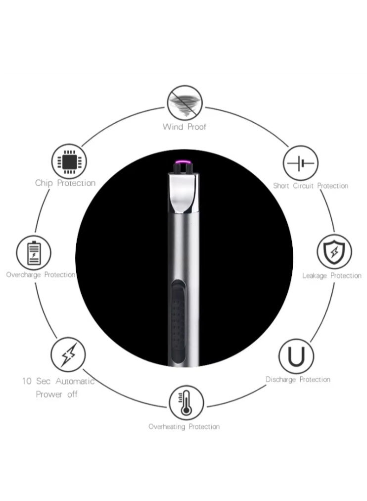 USB Rechargeable Electric Arc Candle Lighter – Windproof, Flameless  Eco-Friendly - Image 4