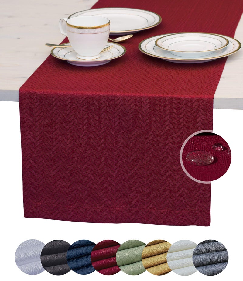 Akutana Red Table Runner 120 inch  Cranberry Dresser Scarf  Burgundy Outdoor Coffee Table Runner  Waterproof Dining Table Runners for Fiesta  Dinner Parties  Wedding  Thanksgiving  Halloween Christmas - Image 1