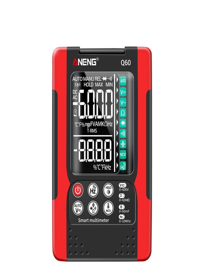 ANENG Q60 Digital Multimeter TRMS 6000 Counts Portable Ohm Volt Amp Tester for Measuring Voltage Current Resistance Capacitance Temperature Diode NCV Continuity Test with Flashlight Auto-off LCD - Image 1