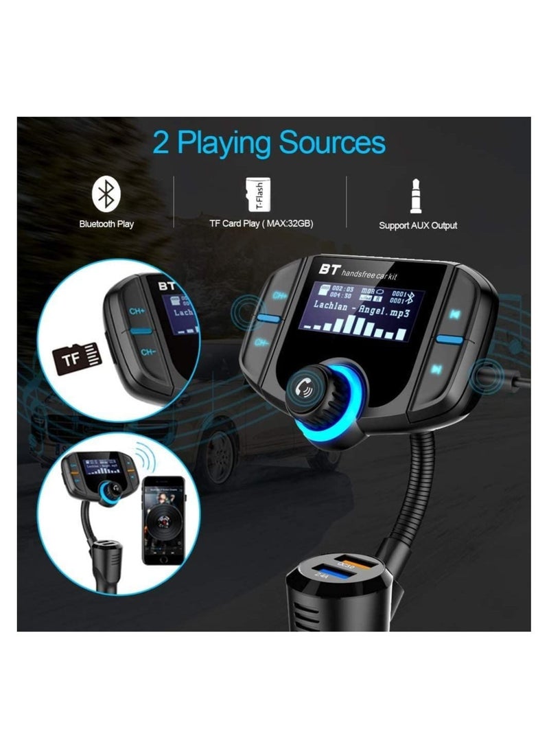 Car Charger FM Transmitter Car Radio Bluetooth Kit Dual USB QC3.0 Wireless MP3 Player Charger Adapter Hands-Free BT Tuner FM Modulator
