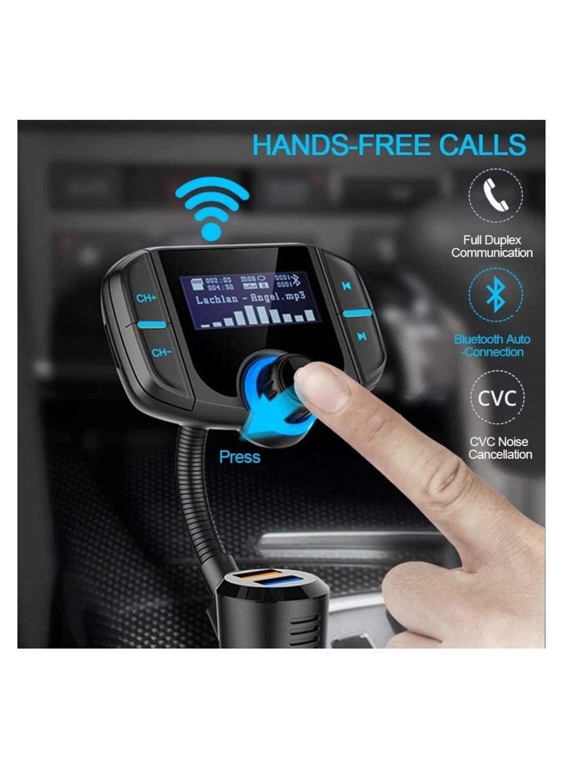 Car Charger FM Transmitter Car Radio Bluetooth Kit Dual USB QC3.0 Wireless MP3 Player Charger Adapter Hands-Free BT Tuner FM Modulator