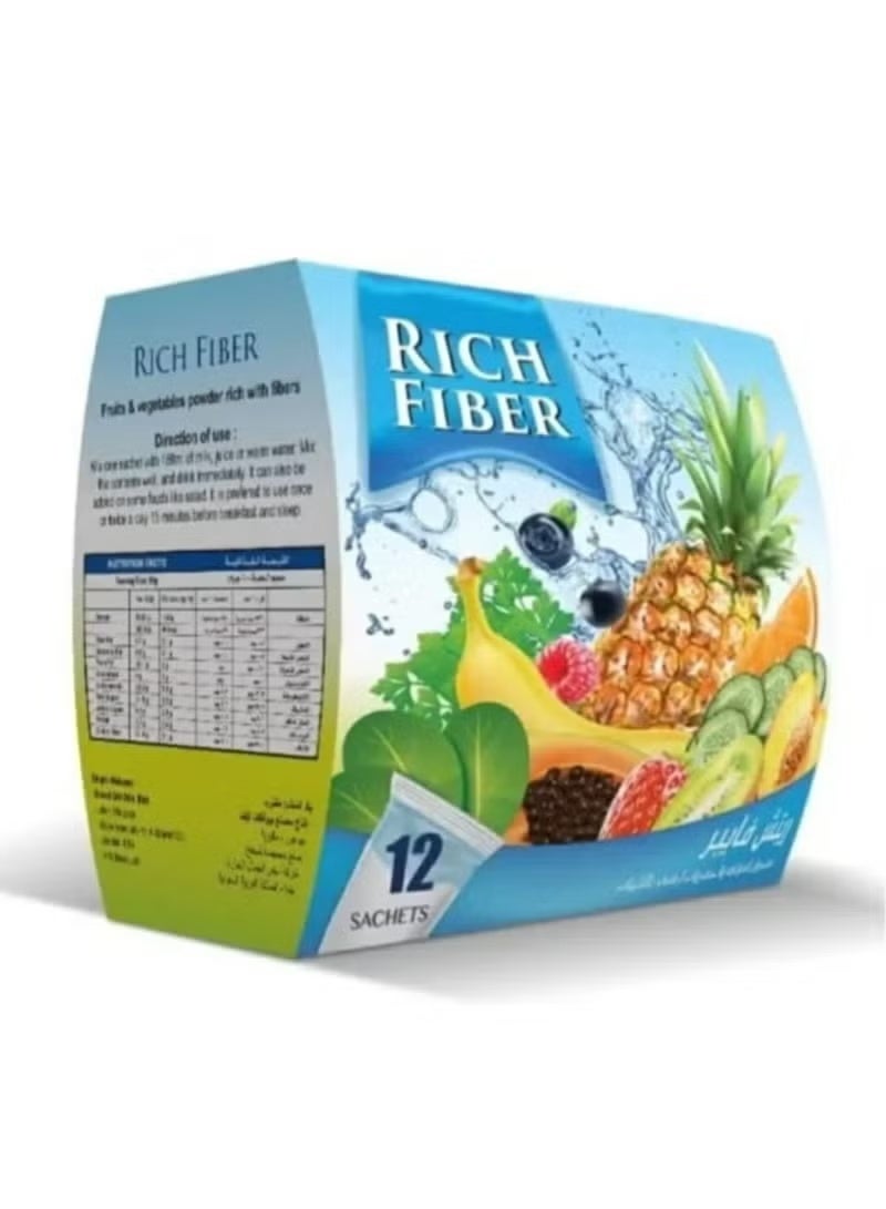 ريتش فايبر - الياف طبيعية - طعم الفواكه والخضروات - 12 ظرف