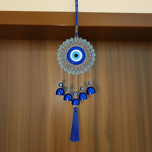 sculpmart 5 Bell Evil Eye Wind Chimes for Home Decor - Hanging Decoration Ornaments for Home Balcony and Positive Energy with Melody Sound (Classic) - Image 2