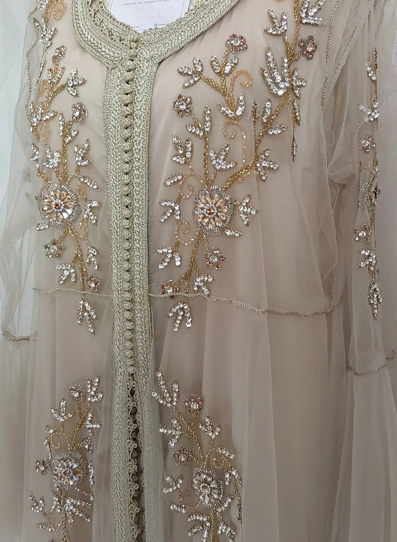 الريش البنفسجي  تطريز مغربي ملكي بايادي احترافية 🔥🔥 جلابية مغربية جاهزة - Image 2