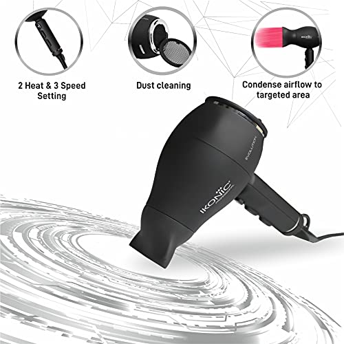 IKONIC Evolution Hair Dryer, 1800 Watt, Black - Image 3