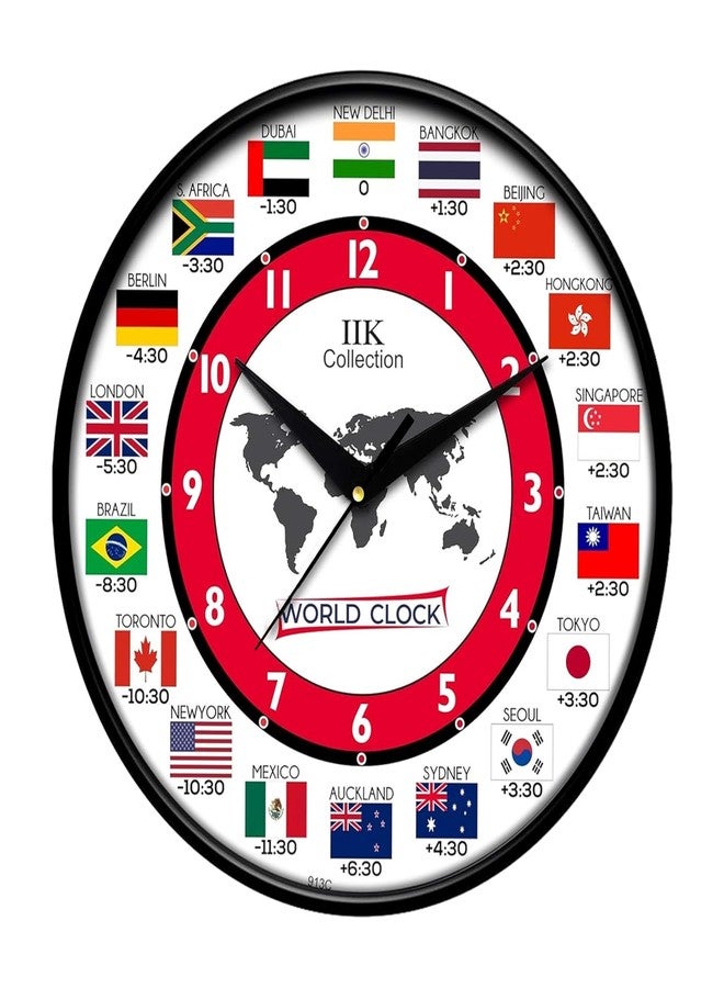 IIK Collection 12-Inch Designer Plastic Analogue Round Wall Clock for Home, Kitchen, Living Room, Bedroom, Office (30 Cm X 30 Cm X 6 Cm), Multicolor - Image 1