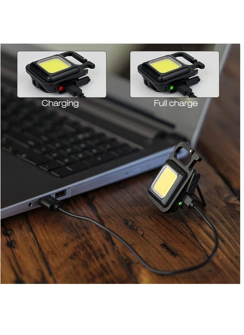 ELTRAZONE - Keychain Light - Rechargeable Flashlights, 4 Modes Mini Flashlight Keychain with Folding Bracket Bottle Opener and Magnetic Base for Emergency and Outdoor Use - Image 1