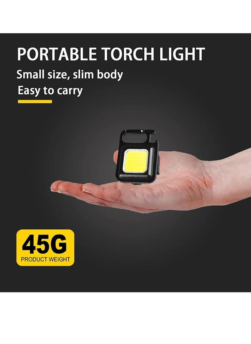 ELTRAZONE - Keychain Light - Rechargeable Flashlights, 4 Modes Mini Flashlight Keychain with Folding Bracket Bottle Opener and Magnetic Base for Emergency and Outdoor Use - Image 1